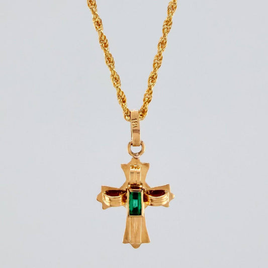 Set Lazo+ Cruz Custodia Esmeralda 1.6gr / 19 3/4 in / 1.2mm Oro Amarillo 18K &