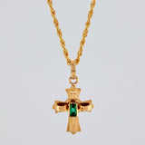 Set Lazo+ Cruz Custodia Esmeralda 1.6gr / 19 3/4 in / 1.2mm Oro Amarillo 18K &