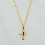Set Lazo+ Cruz Custodia Esmeralda 1.6gr / 19 3/4 in / 1.2mm Oro Amarillo 18K &
