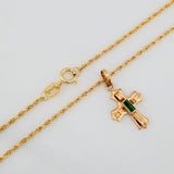Set Lazo+ Cruz Custodia Esmeralda 1.6gr / 19 3/4 in / 1.2mm Oro Amarillo 18K &