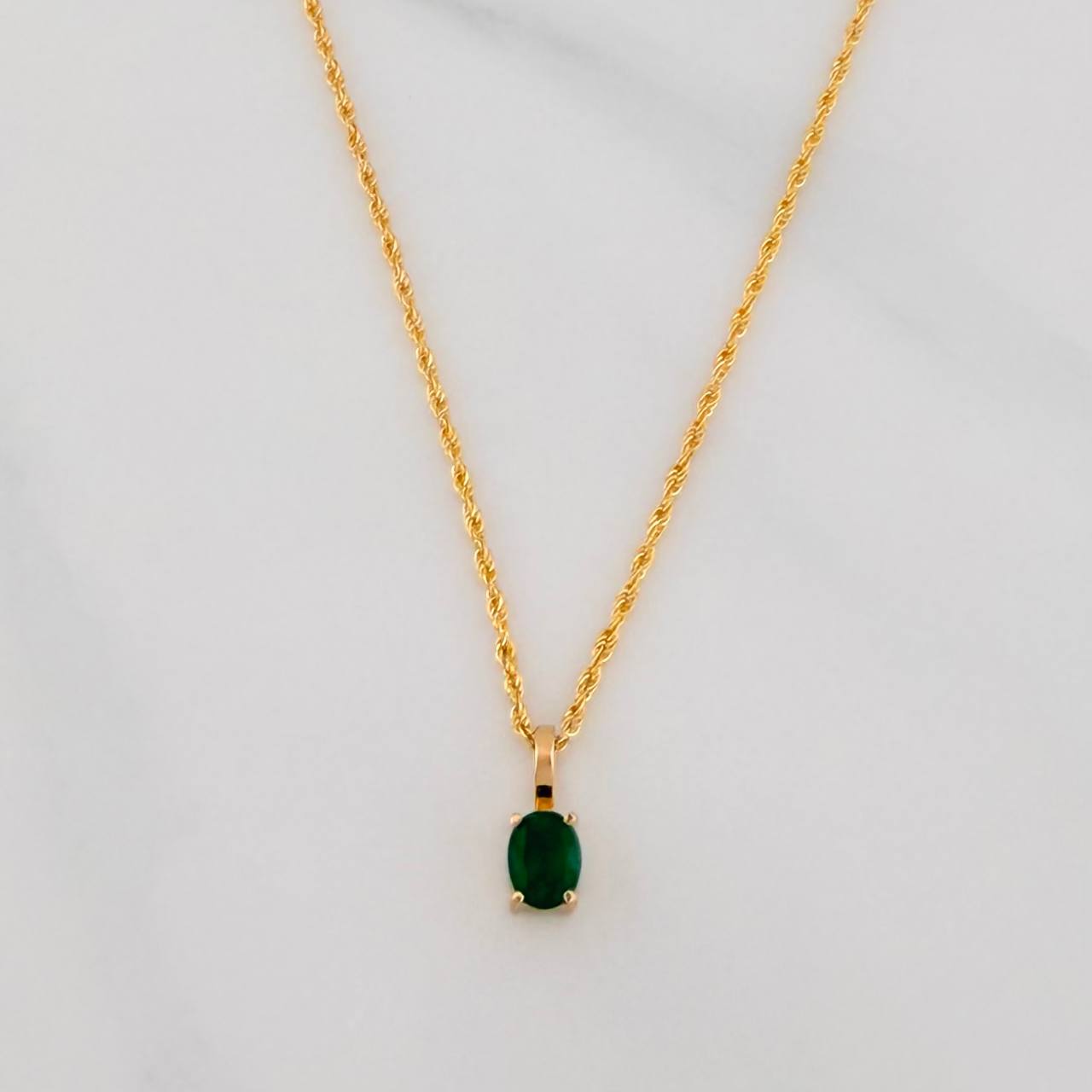 Set Bow+Oval Rough Emerald 1.3g / 19 3/4 in / 1.2mm 18K Yellow Gold &