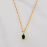 Set Bow+Oval Rough Emerald 1.3g / 19 3/4 in / 1.2mm 18K Yellow Gold &