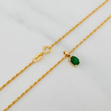 Set Bow+Oval Rough Emerald 1.3g / 19 3/4 in / 1.2mm 18K Yellow Gold &
