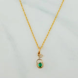 Set Bow+Pear Silhouette Rough Emerald 1.3g / 20 in / 1.2mm 18K Yellow Gold &