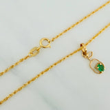 Set Bow+Pear Silhouette Rough Emerald 1.3g / 20 in / 1.2mm 18K Yellow Gold &