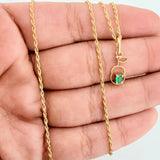 Set Bow+Pear Silhouette Rough Emerald 1.3g / 20 in / 1.2mm 18K Yellow Gold &