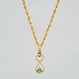 Set Bow+Fish Silhouette Rough Emerald 1.25g / 19 3/4 in / 1.2mm 18K Yellow Gold &