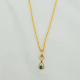 Set Bow+Fish Silhouette Rough Emerald 1.25g / 19 3/4 in / 1.2mm 18K Yellow Gold &