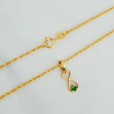 Set Bow+Fish Silhouette Rough Emerald 1.25g / 19 3/4 in / 1.2mm 18K Yellow Gold &