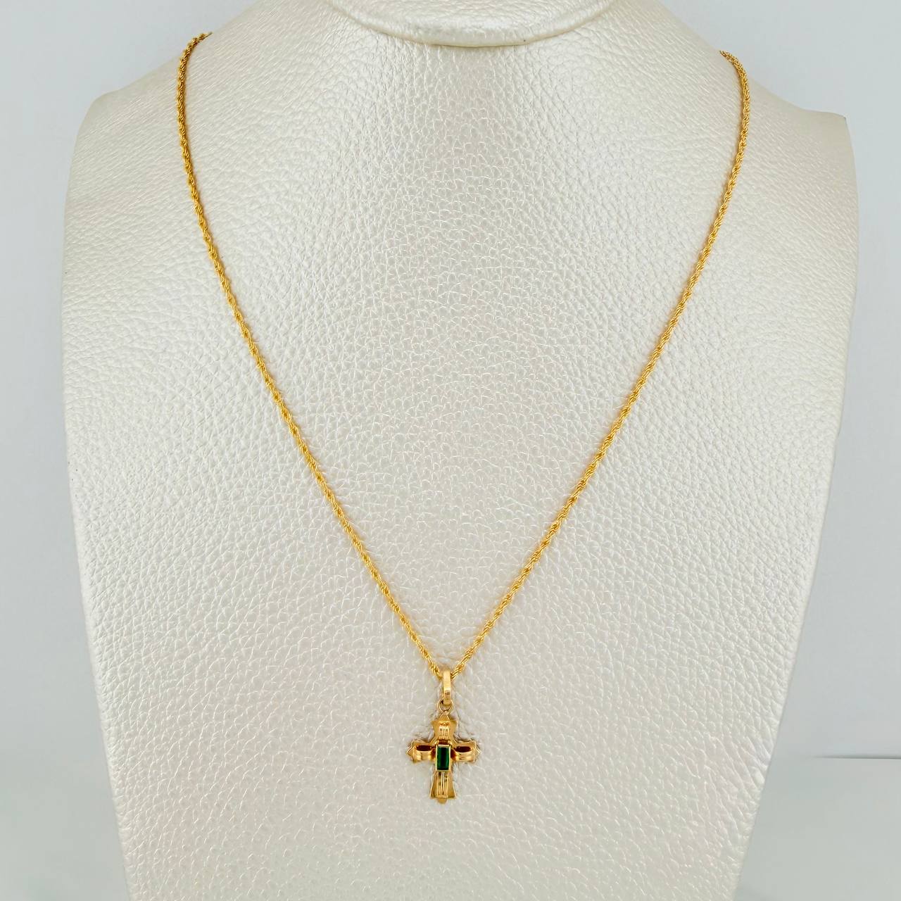 Set Lazo+ Cruz Custodia Esmeralda 1.6gr / 19 3/4 in / 1.2mm Oro Amarillo 18K &