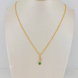 Set Bow+Pear Silhouette Rough Emerald 1.3g / 20 in / 1.2mm 18K Yellow Gold &