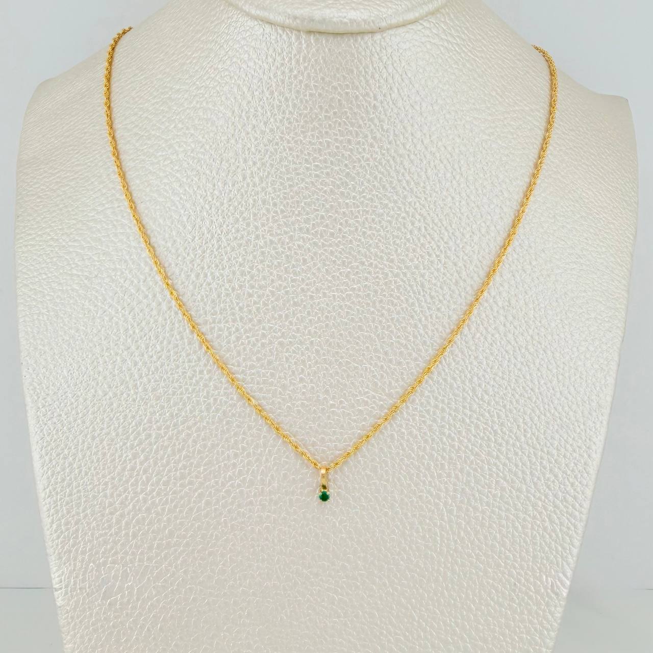 Set Bow+Round Rough Emerald 1g / 17 3/4 in / 1.2mm 18K Yellow Gold &