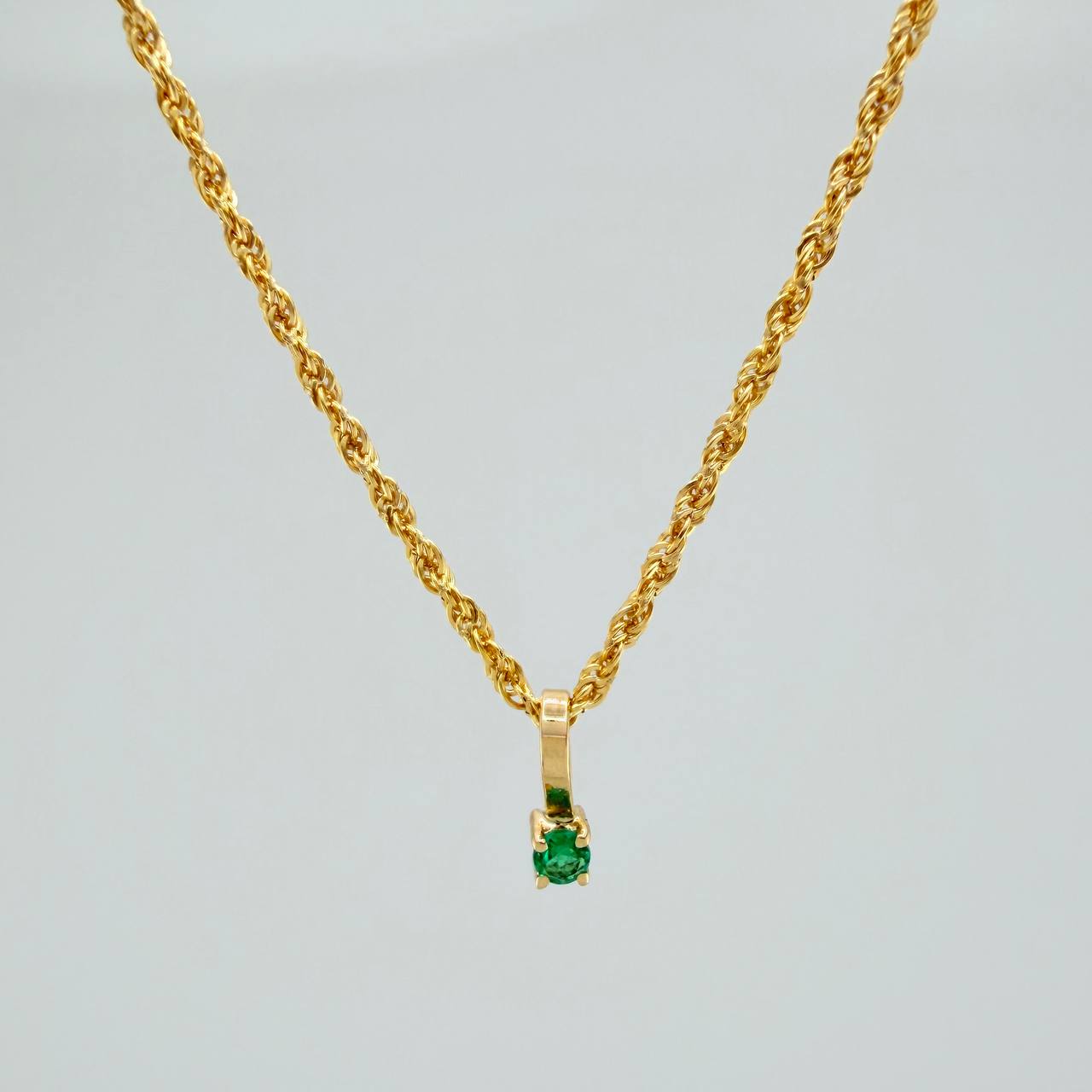 Set Bow+Round Rough Emerald 1g / 17 3/4 in / 1.2mm 18K Yellow Gold &