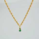 Set Bow+Round Rough Emerald 1.05g / 20 in / 1.2mm 18K Yellow Gold &