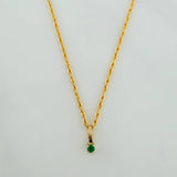 Set Bow+Round Rough Emerald 1g / 17 3/4 in / 1.2mm 18K Yellow Gold &