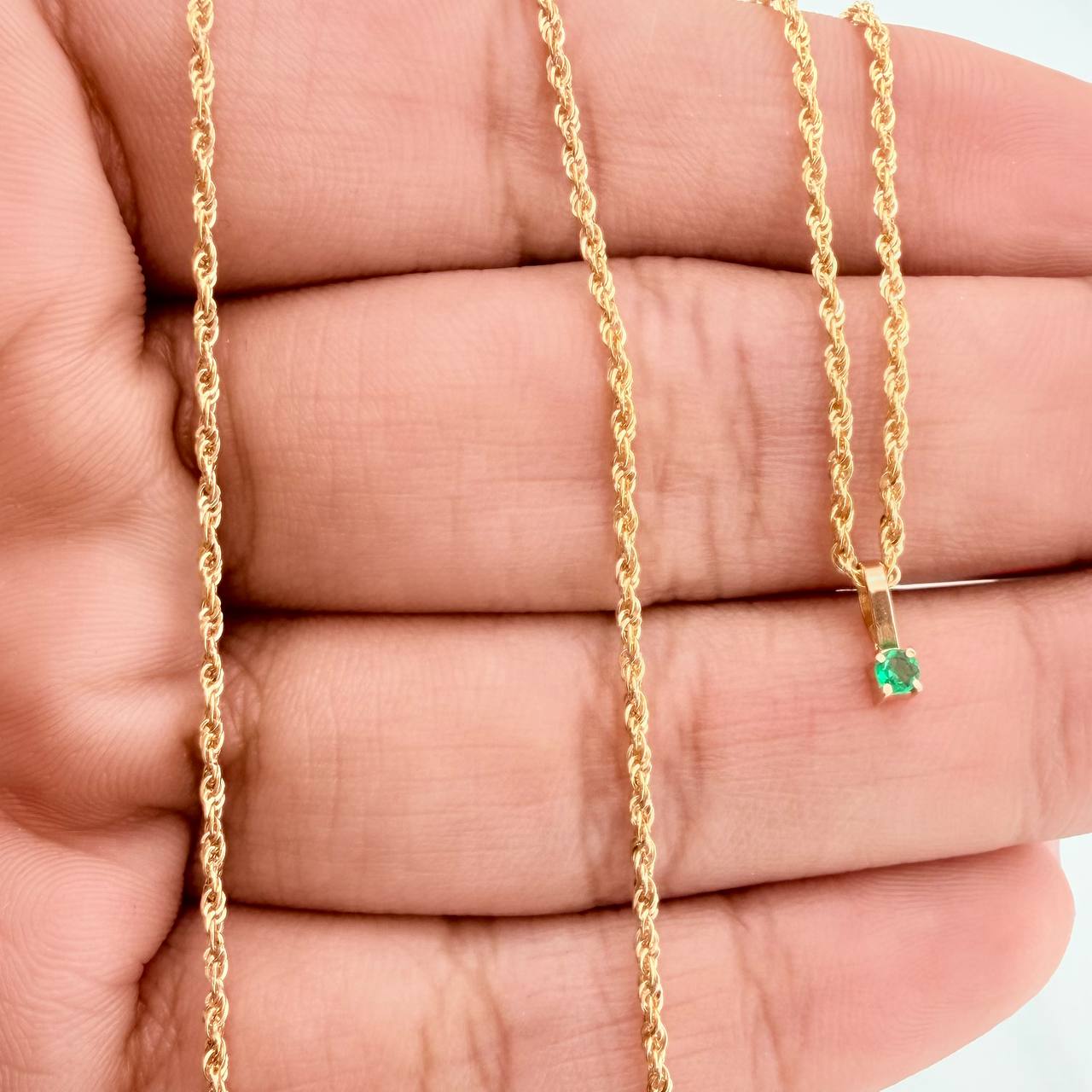 Set Bow+Round Rough Emerald 1.05g / 20 in / 1.2mm 18K Yellow Gold &