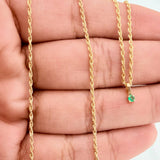 Set Bow+Round Rough Emerald 1g / 17 3/4 in / 1.2mm 18K Yellow Gold &