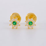 Stud Earrings Flower Eight Petals 0.6 g / in / 5 mm Yellow Gold 18K