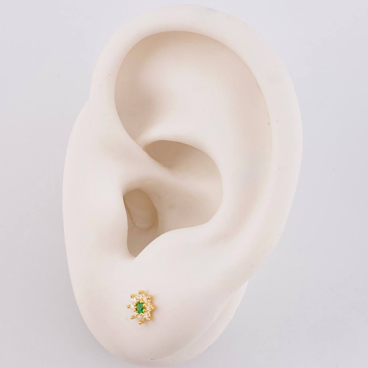 Stud Earrings Flower Eight Petals 0.6 g / in / 5 mm Yellow Gold 18K