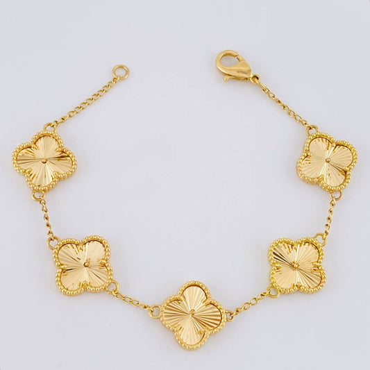 Pulso Trebol Aro Seguido 12.05 g / 7 in / 1.65 mm Oro Amarillo 18K