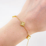 Clover Adjustable Bracelet Drawer 4.1 g / 7 in - 7 1/2 in / 1.4 mm Yellow Gold 18K