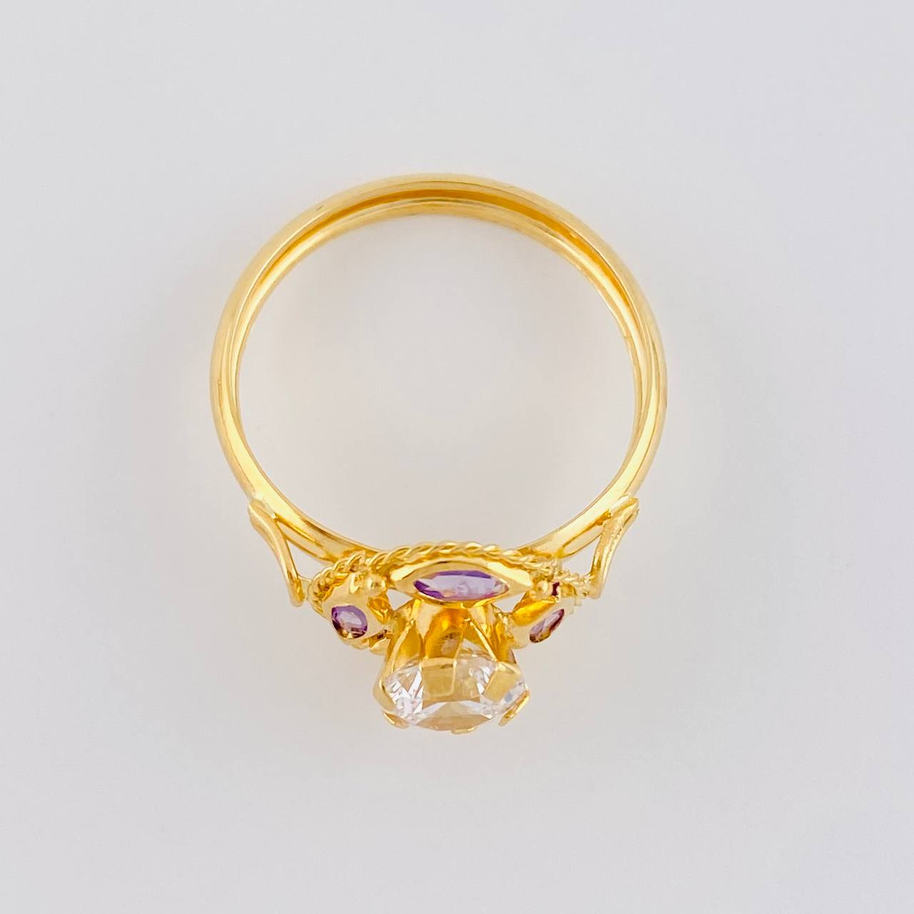 Anillo Solitario Flor De Cristal 1.7 g / T8 Oro Amarillo 18K