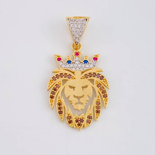 Dije León 3.25 g / 1 1/4 in Dos Oros Amarillo Blanco 18K