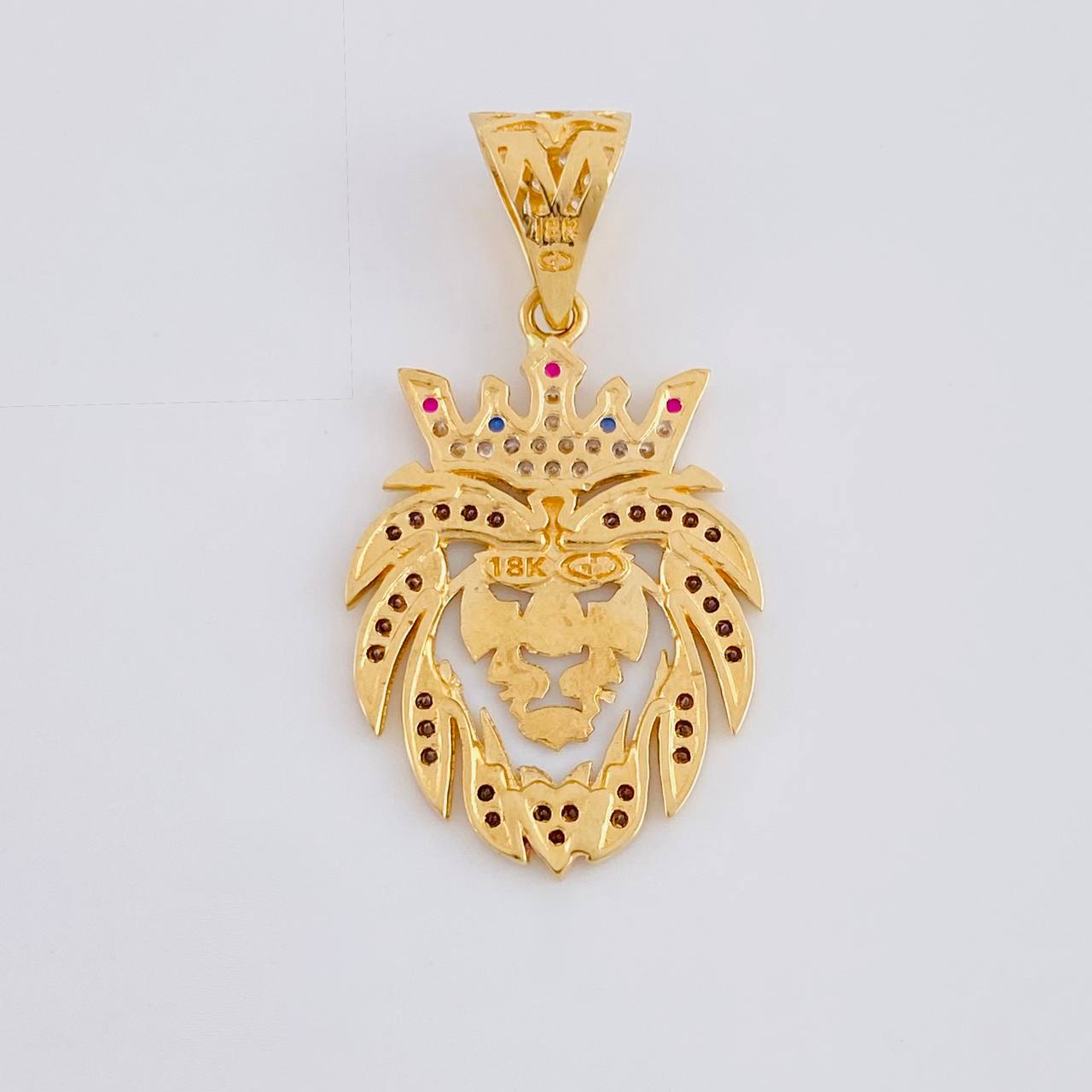 Lion Pendant 3.25 g / 1 1/4 in Two-Tone Yellow White 18K Gold