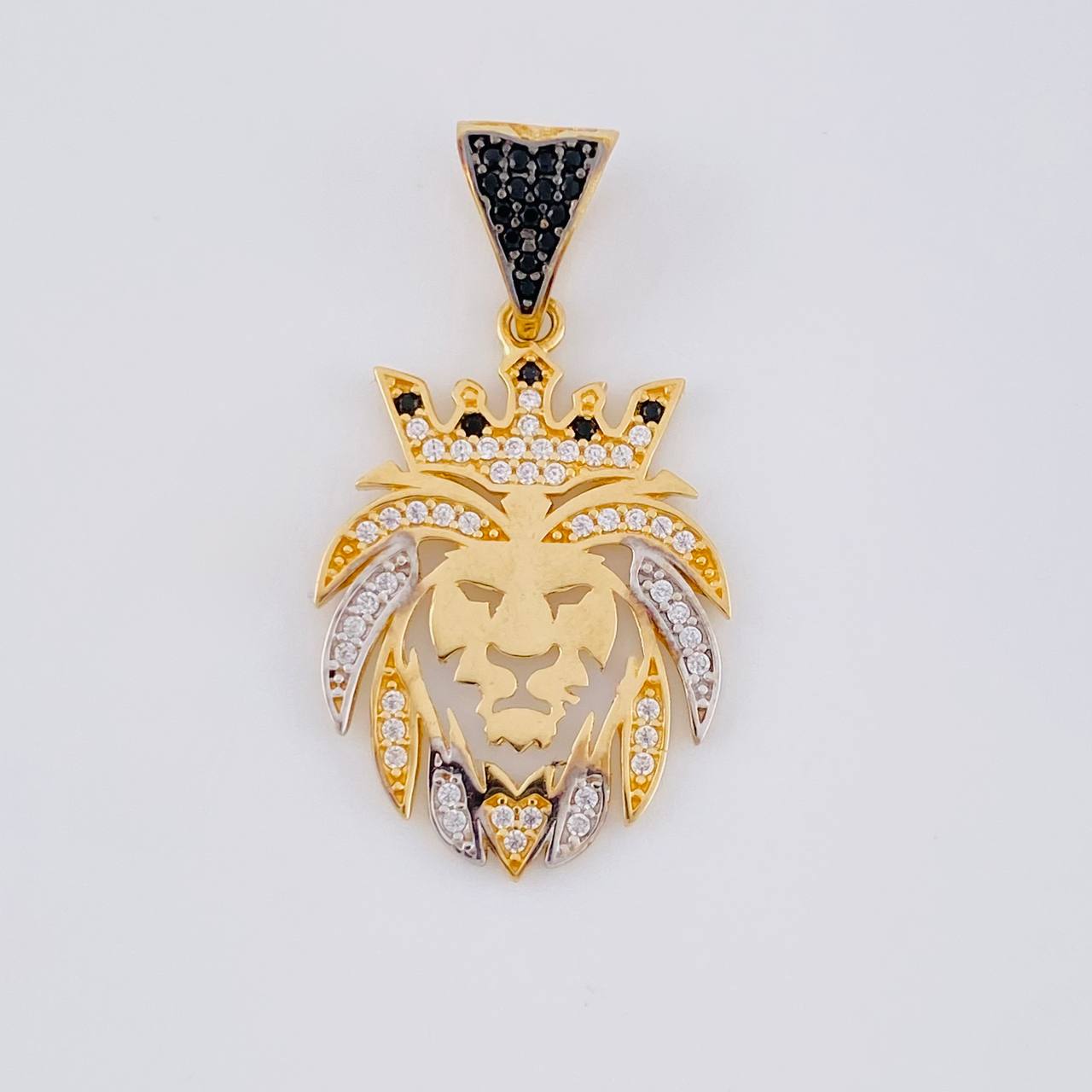 Dije León 3.05 g / 1 1/4 in Dos Oros Amarillo Blanco 18K