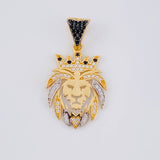 Dije León 3.05 g / 1 1/4 in Dos Oros Amarillo Blanco 18K