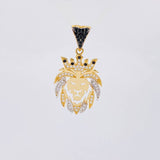 Dije León 3.05 g / 1 1/4 in Dos Oros Amarillo Blanco 18K
