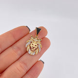 Dije León 3.05 g / 1 1/4 in Dos Oros Amarillo Blanco 18K
