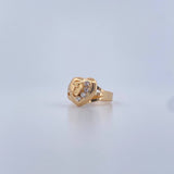 Heart Ring 15s 1.45gr / Size 6 3/4 / White Zircons 18K Yellow Gold &