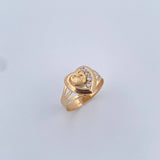 Heart Ring 15s 1.45gr / Size 6 3/4 / White Zircons 18K Yellow Gold &