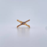 Ring Drawer Line 3.25gr / T7 1/4 / Pink Purple Blue Zircons 18K Yellow Gold &