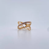 Ring Drawer Line 3.25gr / T7 1/4 / Pink Purple Blue Zircons 18K Yellow Gold &