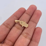 Pendant Hamsa Hand 1.25gr / 2.1cm / Black and White Zircons 18K Yellow Gold &