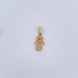 Pendant Hamsa Hand 1.25gr / 2.1cm / Black and White Zircons 18K Yellow Gold &