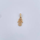 Pendant Hamsa Hand 1.25gr / 2.1cm / Black and White Zircons 18K Yellow Gold &