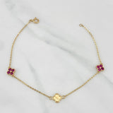 Tobillera Trebol Aro Seguido 3.75 g / 10 in / 1.2 mm Oro Amarillo 18K