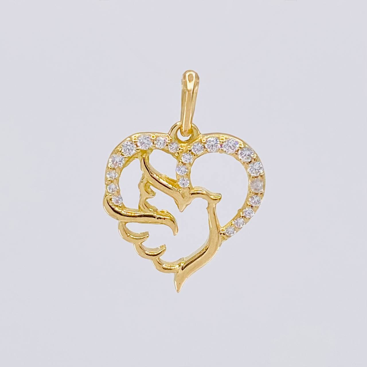 Dije Silueta Corazon Paloma 1g / 3/4 in Oro Amarillo 18K
