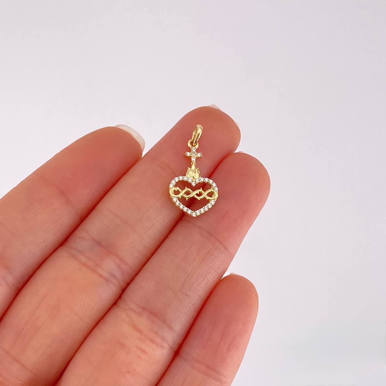 Pendant Sacred Heart of Jesus 1g / 3/4 in Yellow Gold 18K