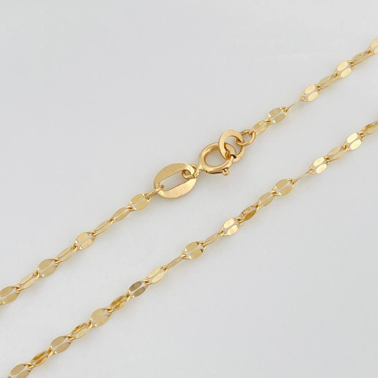 Mirror Flower Chain Set + Crown Pendant / 1.6g / 16 in Yellow Gold 18K