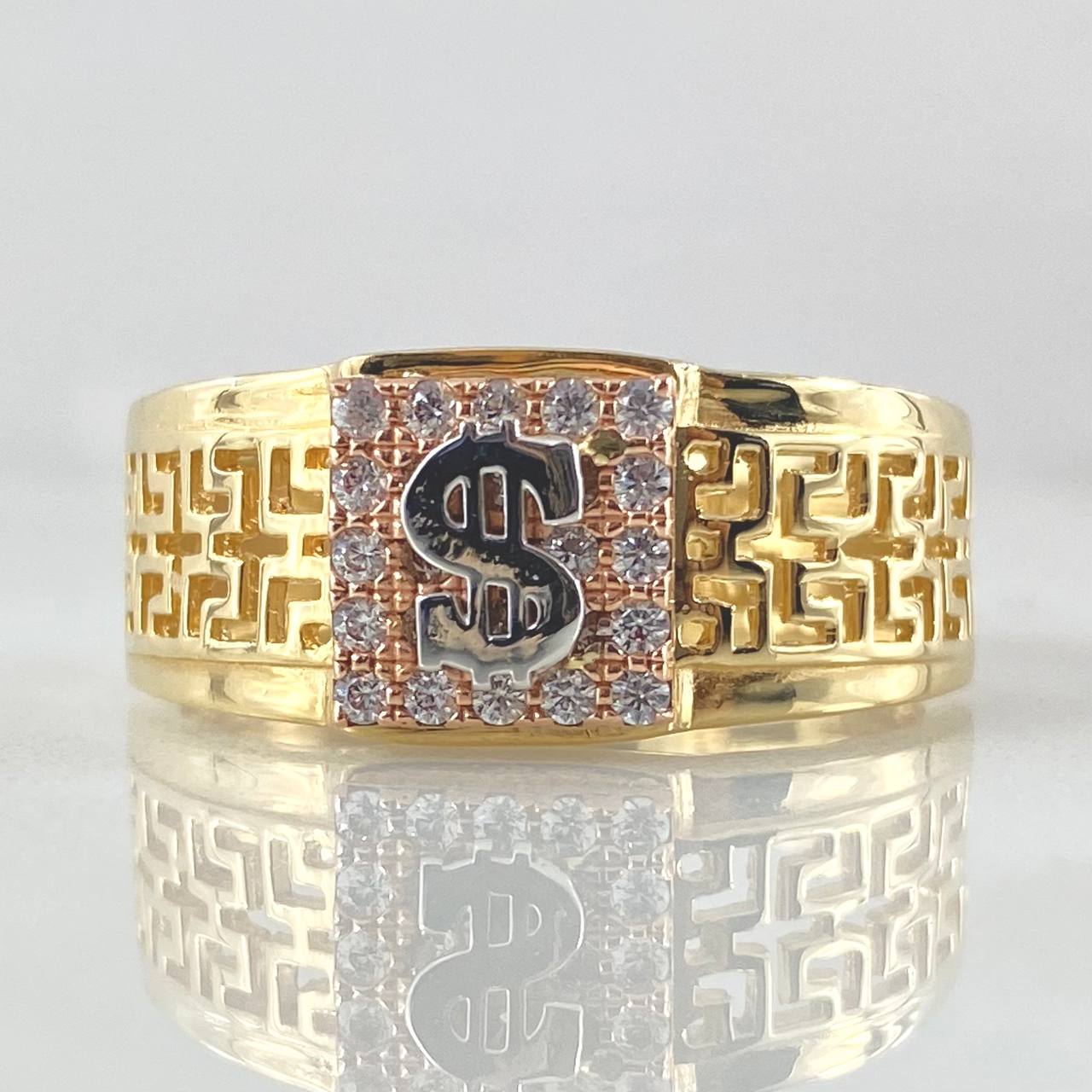Tribal Ring Peso Sign 6.95g / T11 Three Golds 18K