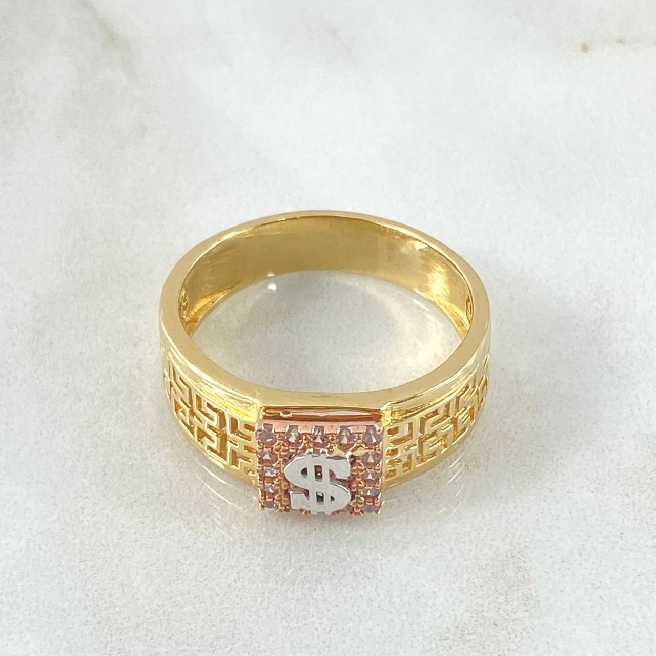 Tribal Ring Peso Sign 6.95g / T11 Three Golds 18K