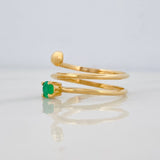 Emerald Spiral Ring 22pts 2.3g / T7 18K Yellow Gold