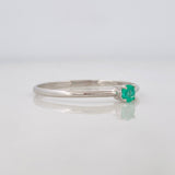 Emerald Solitaire Ring 9pts 0.85g / T7 1/4 18K White Gold