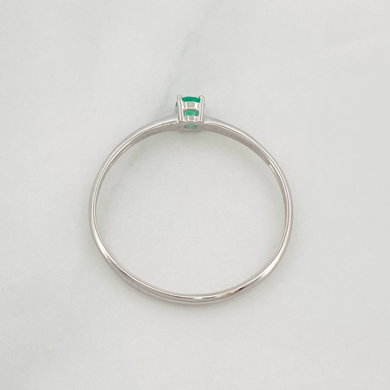 Emerald Solitaire Ring 9pts 0.85g / T7 1/4 18K White Gold