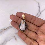 Pendant Penguin 11.9gr / 4.1cm / White and Black Zircons Two 18K Yellow and White Gold #