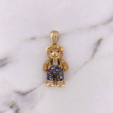 Dije Oso Articulado Overol 8.9gr / 3.5cm / Circones Colores Oro Amarillo 18K $